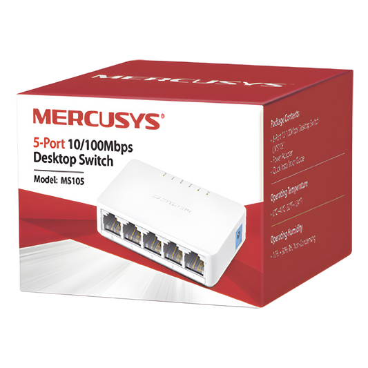 Switch NO Administrable / Para escritorio / 5 puertos 10/100 Mbps / Diseño Compacto / Plug and Play