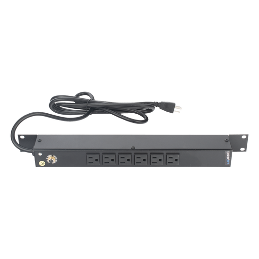 Multicontacto Horizontal (PDU) de 6 Contactos (NEMA 5-15R) Rack 19" 1UR. Voltaje Entrada/Salida: 120Vca/15A