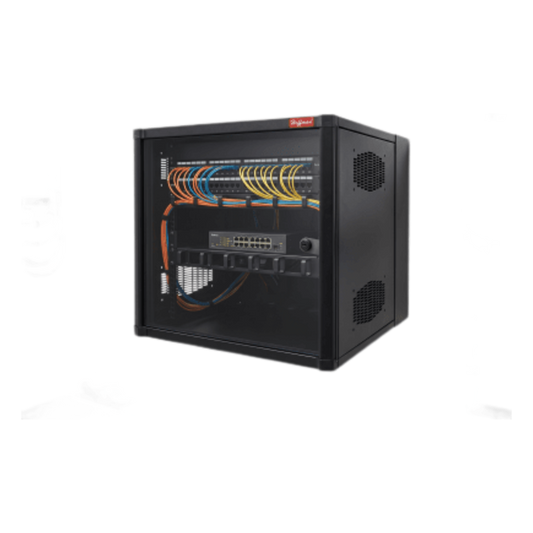 Gabinete AccessPlus de 8 UR Montaje en Pared de 19in / Doble Bisagra / Puerta con Ventana de Seguridad / 425 mm (16.7 in) x 620 mm (24.4 in) x 638 mm (25.1 in) / Color Negro