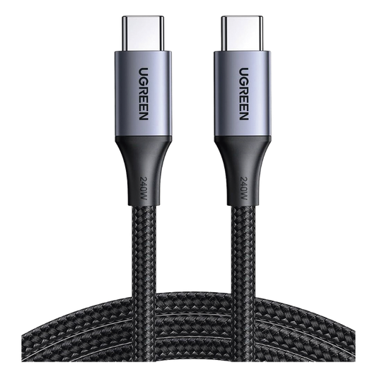 Cable USB-C a USB-C | 2 Metros | Potencia de Carga 240W | 48V/5A | PD3.1 /3.0 | 480 Mbps | Chip E-Market | Carcasa de Aluminio | Nylon Trenzado.