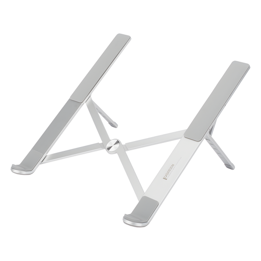 Soporte Portátil de Aluminio para Laptop / Amplia Compatibilidad de 11-17.3" / Ajuste de Altura 46.5 mm-136.5 mm / Capacidad de carga de 5 kg / Diseño Plegable / Material de Aleación de Aluminio + Silicona.