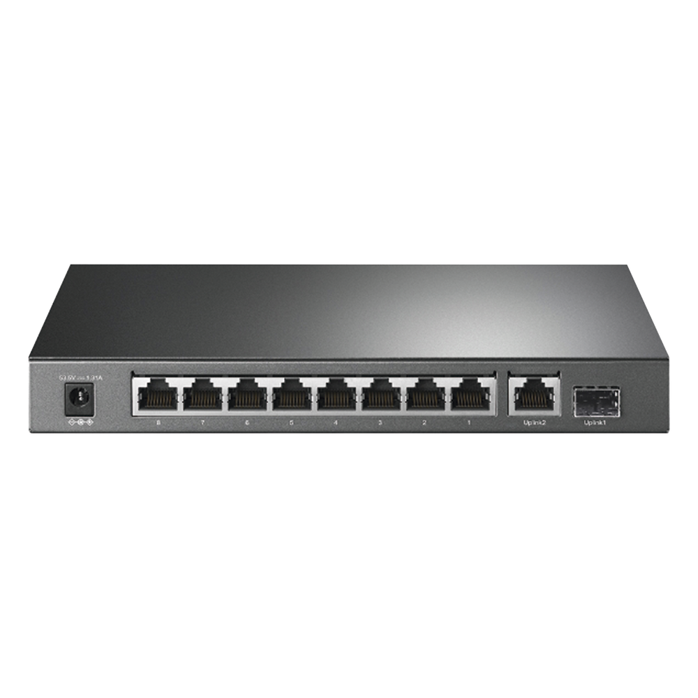 Switch de escritorio PoE+, no Administrable 8 puertos 10/100/1000 Mbps + 1 puertos 10/100/1000 Mbps (Uplink) + 1 puerto SFP, 63W