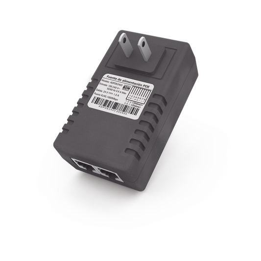 Adaptador de pared / Inyector PoE / 24 Vcc / 1 A / Controlado por chip IC / Protección contra OV, OC, SC, UV/ Fácil de instalar