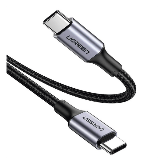 Cable USB-C a USB-C | 1 Metro | Carga Rápida de hasta 100W | Transferencia de datos 480 Mbps | PD3.0 | QC4.0/3.0/2.0 | FPC | AFC | Protección Integrada| Caja de Aluminio | Nylon Trenzado | Amplia Compatibilidad | Color Negro.