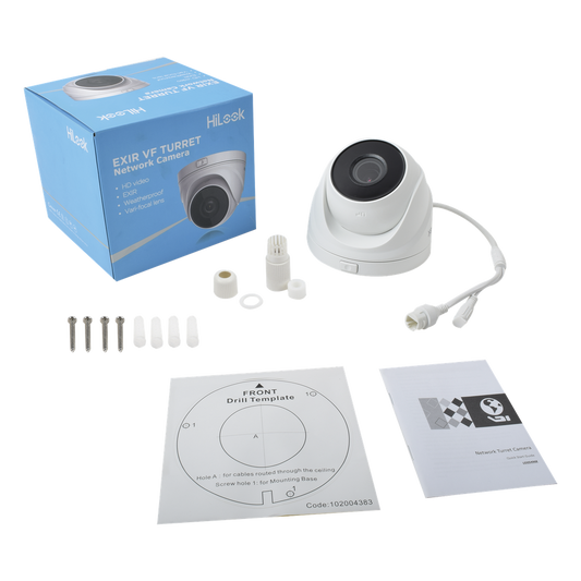Turret IP 4 Megapixel / Lente Motorizado 2.8 - 12 mm / 30 mts IR EXIR / PoE / Exterior IP67 / WDR 120dB / Micro SD / H.265+ / Onvif