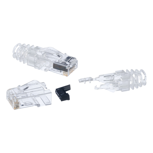 Plug RJ45 Cat6 de 3 Piezas, Para Cable UTP de Calibre 23-24 AWG, Chapado en Oro de 50 micras, Paquete de 100 Piezas