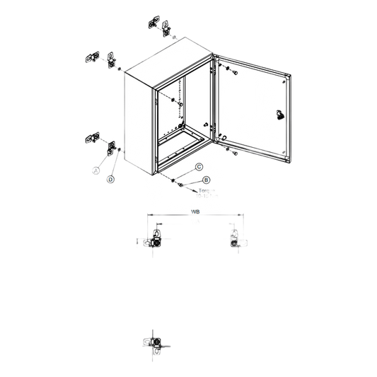 Soporte de Montaje en Pared para Gabinetes NEMA / Brackets Externos AW / Acero Suave Zincado 3 mm / 36x76x21 mm (1.42x2.99x0.83 in) / Incluye 4 Unidades con Accesorios / Mantiene Protección NEMA / IP