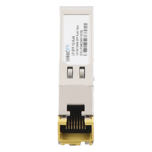 Transceptor Óptico SFP a RJ45 / Auto negociación 10/100/1000 Mbps / Conector RJ45 / 1000BASE-T / Distancia de hasta 100 m.