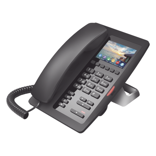 (H5W Color Negro)Teléfono IP WiFi para Hotelería, profesional de gama alta con pantalla LCD de 3.5 pulgadas a color, 6 teclas programables para servicio rápido (Hotline) PoE