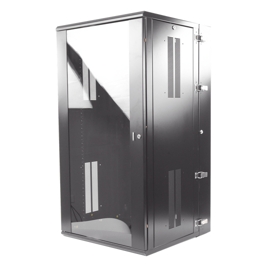 Gabinete PanZone de Montaje en Pared, de 19in, Puerta con Ventana de Seguridad, 26 UR, 635mm de Profundidad, Color Negro