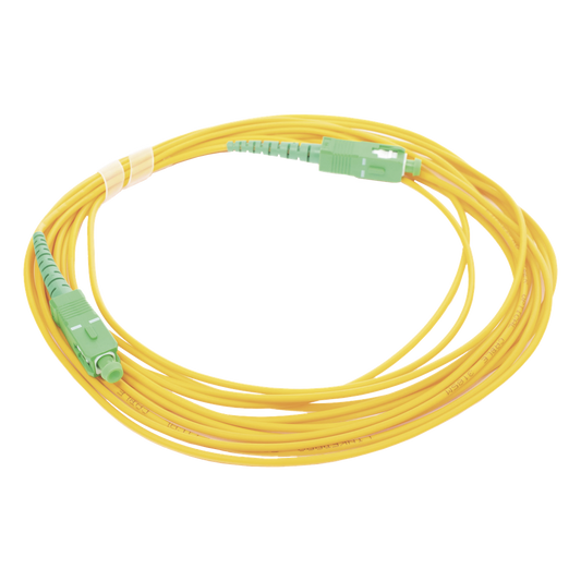 Jumper de Fibra Óptica Monomodo SC/APC - SC/APC Simplex, Color Amarillo, 5 Metros (16.40 Pies)