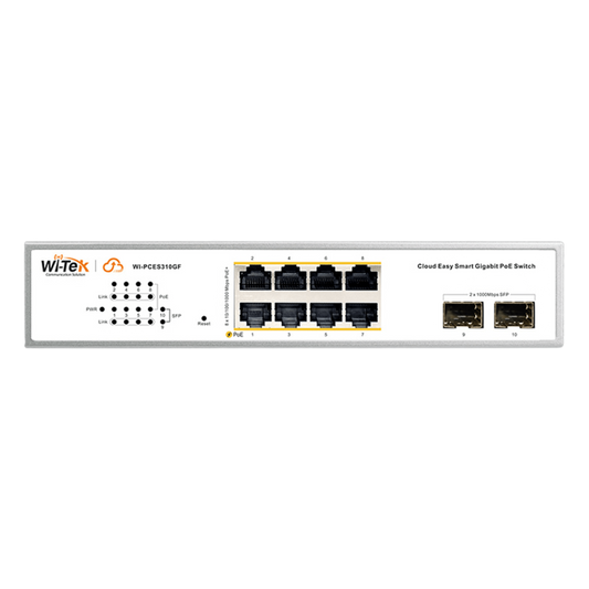 Switch Administrable PoE / 8 puertos PoE af/at Gigabit / 2 x SFP Gigabit / Administración Cloud Gratuita / Presupuesto 120 W