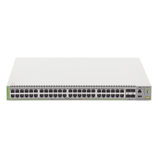 Switch PoE+ Administrable CentreCOM GS980M, Capa 3 de 48 puertos 10/100/1000Mbps + 4 SFP Gigabit, 740 W