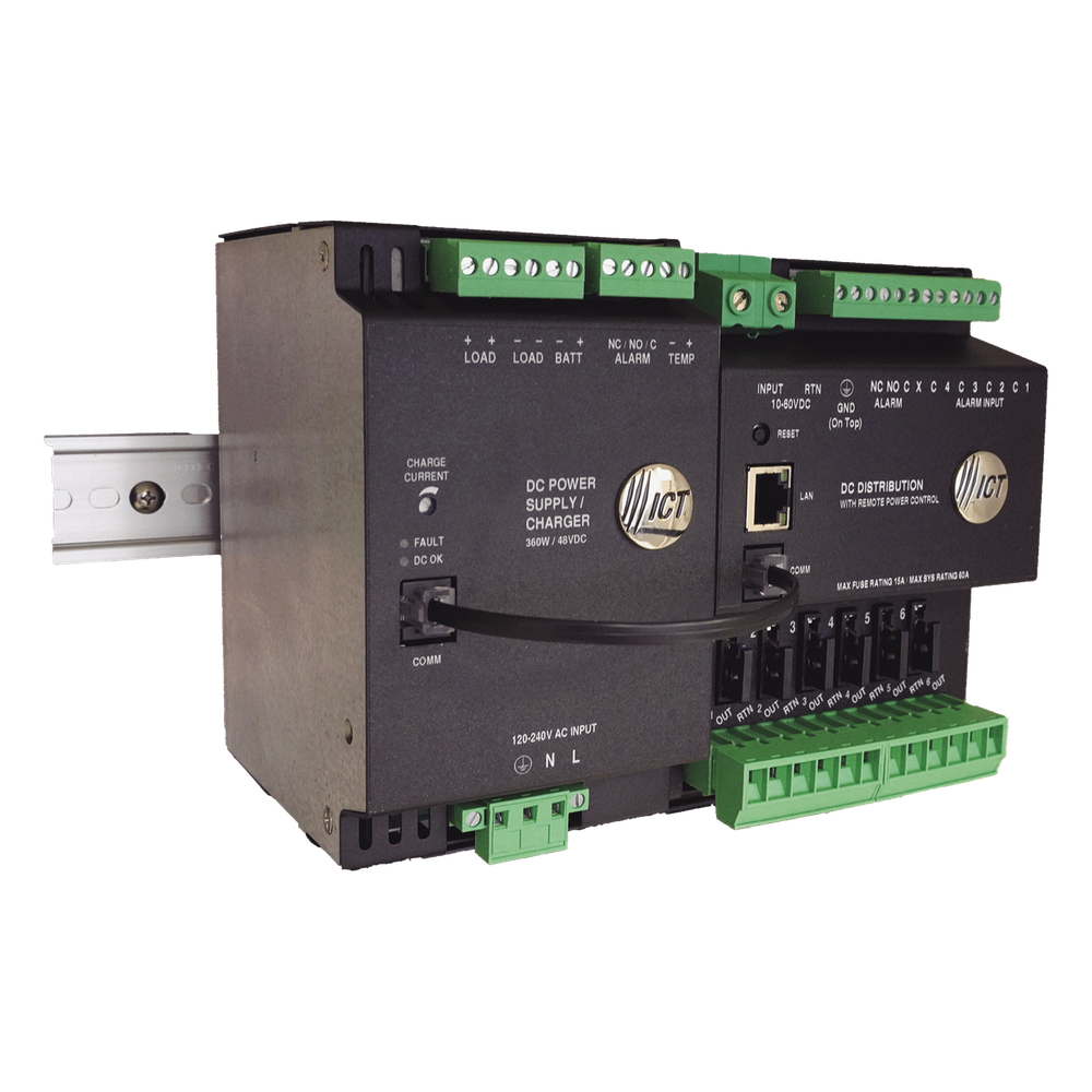 Fuente de distribución de 6 salidas, control y monitoreo Ethernet, Vo: 10-60V Dc, para montaje en riel din