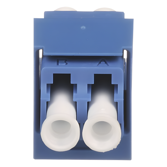 Módulo Acoplador LC Duplex, para Fibra Óptica Monomodo OS1/OS2, Tipo Mini-Com, Color Azul