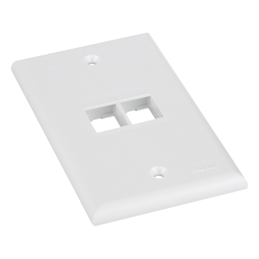 Placa de Pared Vertical, Salida Para 2 Puertos Keystone, Color Blanco