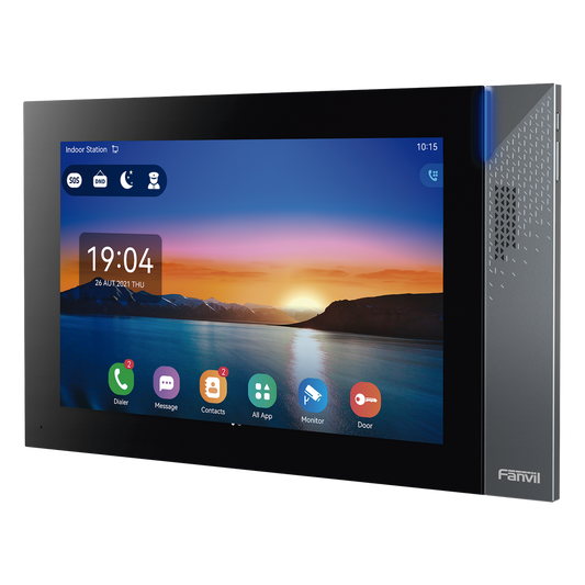 Monitor IP/SIP para interior con Android, Wi-Fi, Bluetooth, Pantalla táctil de 10.1", audio de 2 vías, PoE, 8 interfaces de entrada de alarma.