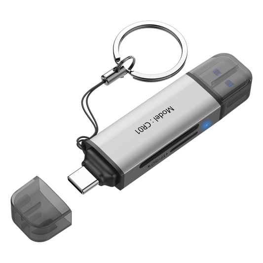 Lector de Tarjetas 2 en 1 / Conector Dual USB-A y USB-C / Soporta SD y Micro SD / 5 Gbps / Aleación de Aluminio