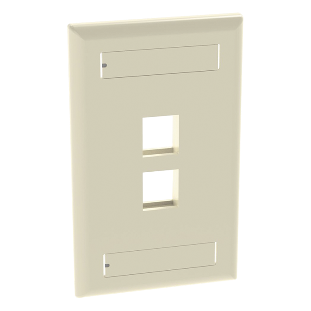 Placa de Pared Vertical, Salida Para 2 Puertos Keystone, Con Espacios Para Etiquetas, Color Marfil
