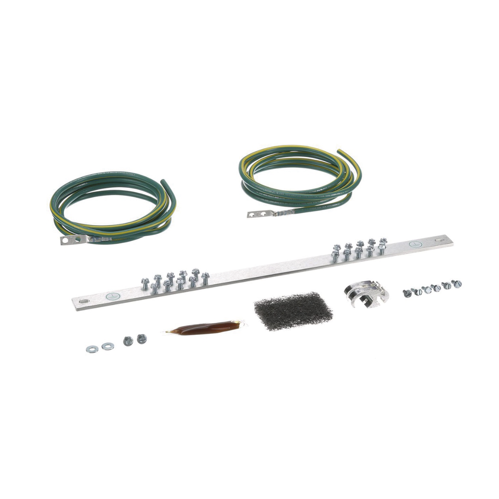 Kit de Puesta a Tierra con dos Jumpers 6 AWG y Barra de Conexiones de 20 Orificios, para Rack de 19in