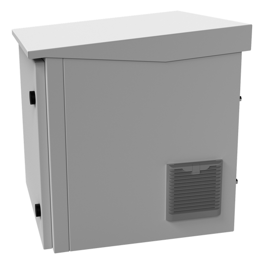 Gabinete de Exterior con Rack de 19" de 9UR con Ventiladores y Termostato, Se envía el Gabinete armado, (Montaje a poste o torre se vende por separado).