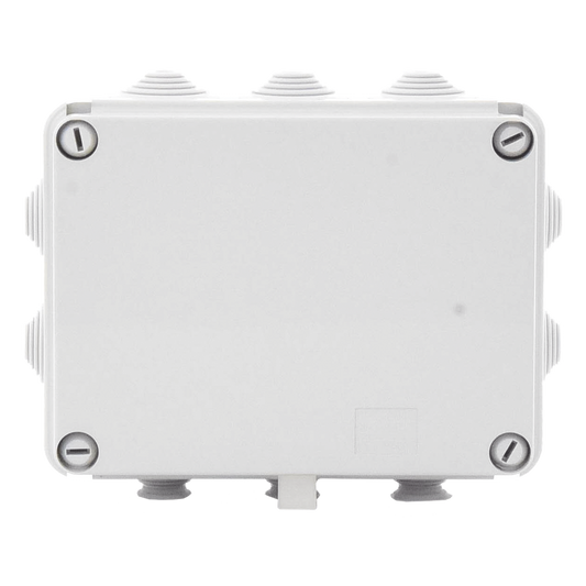 Caja de derivación de PVC Auto-extinguible con 10 entradas, tapa atornillada, 190 x 140 x 70 MM, Para Exterior (IP55)