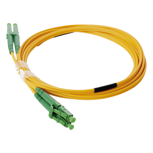 Jumper de Fibra Óptica Monomodo 9/125 LC/APC-LC/APC Duplex PVC, 2.0 mm, Amarillo, 2 Metros (6.56 Pies)