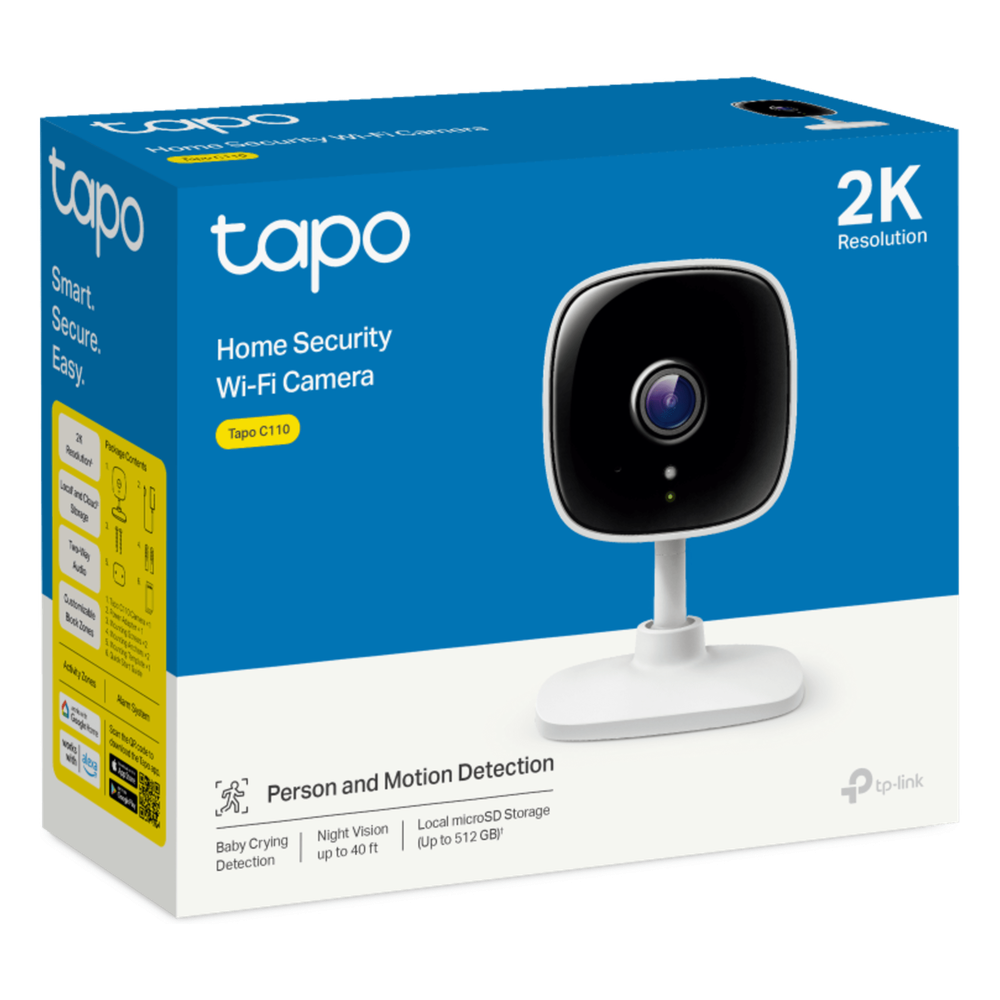 Cámara Wi-Fi Hogar Segura / 3MP Alta Definición / Visión Nocturna hasta 9.1 m (30 ft) / Detección de Movimiento / Audio Bidireccional / Ranura microSD hasta 256 GB / Modo Privacidad