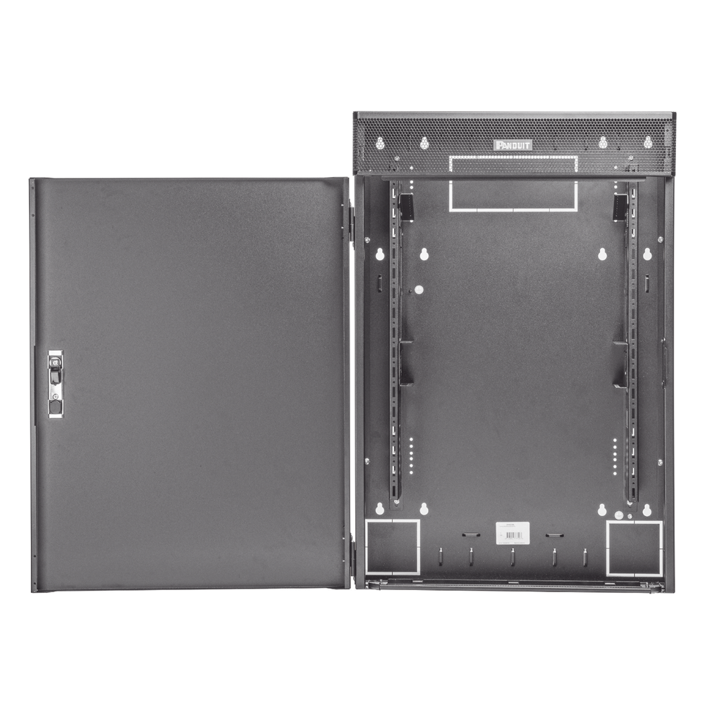 Gabinete de Montaje en Pared TrueEdge™, Con 3 UR para Equipo Activo y 3 UR para Paneles de Parcheo, Fabricado en Acero, Color Negro
