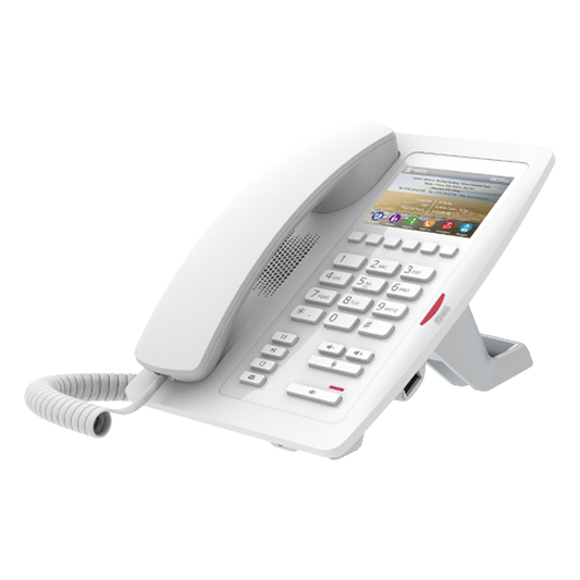 (H5 Color Blanco)Teléfono para Hotelería, profesional de gama alta con pantalla LCD de 3.5 pulgadas a color, 6 teclas programables para servicio rápido (Hotline) PoE