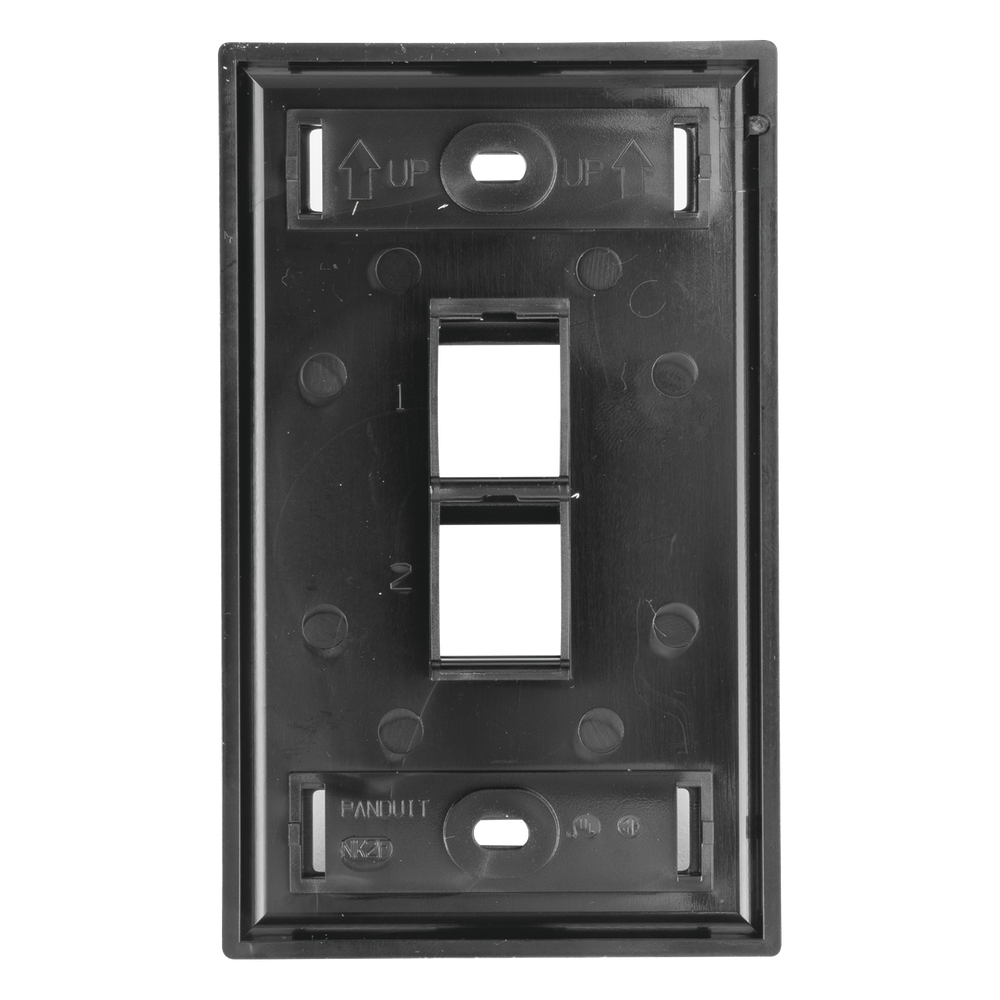 Placa de Pared Vertical, Salida Para 2 Puertos Keystone, Con Espacios Para Etiquetas, Color Negro