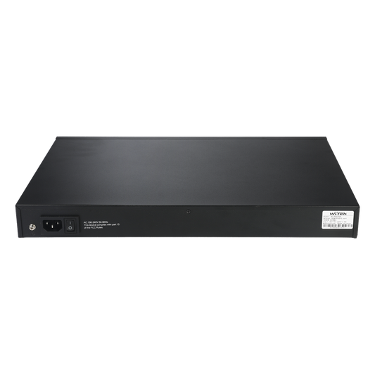 Switch PoE (802.3af/at/bt) / No administrable de largo alcance / Hasta 250m / Con 24 x 10/100Mbps + 2 x SFP Gigabit Combo / 250 W