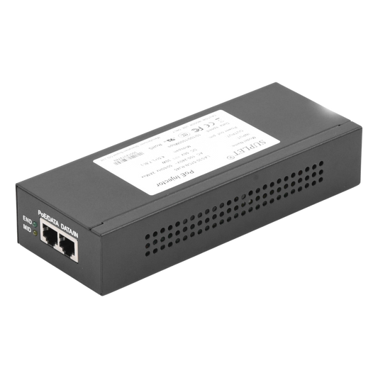 Inyector Super Hi-PoE / 56 Vcc / 30 Watts / Para Domos HIKVISION PTZ / IP (-AE / DE) / Soporta 802.3 af /at / Para Aplicaciones de CCTV