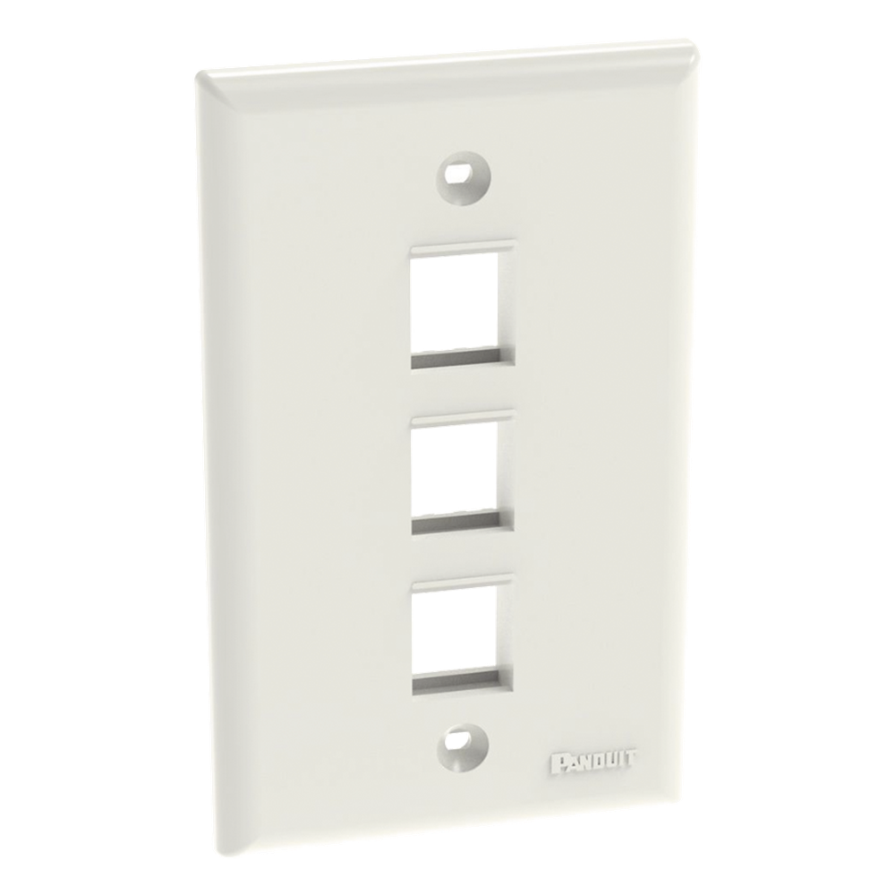 Placa de Pared Vertical, Salida Para 3 Puertos Keystone, Color Blanco Mate