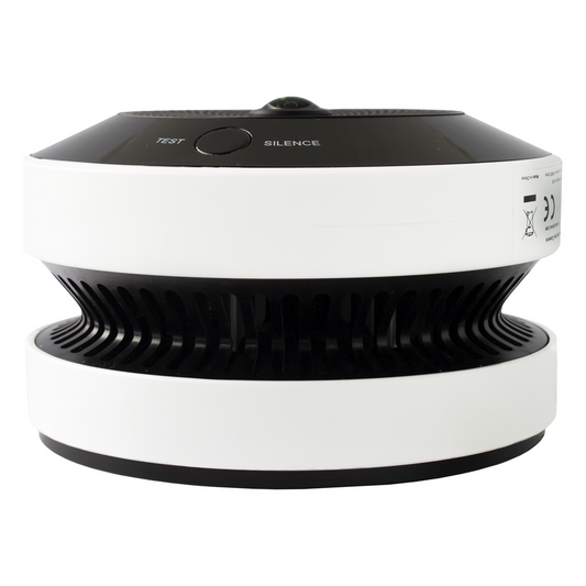(HikFire) Mini Fisheye IP 4 Megapixel con Detector de Humo Puntual / Autónomo / Entrada y Salida de Alarma / 15 mts IR / PoE / WDR 120 dB / Alarma de 85 dB / MicroSD 128GB / Compatible con Hik-Connect