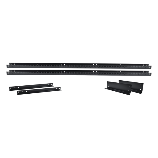 Rack de 2 Postes, Estándar 19", 45 Unidades, Fabricado en Acero, Base "L" para Anclar a Piso.