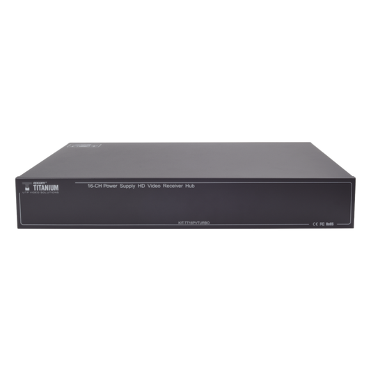 Kit de TRANSCEPTOR ACTIVO DE 16 Canales / VIDEO+PODER en un solo Cable UTP / 150m en 4K, 200m en 5 MP/ Envía 36 Vcc y recibe 12 Vcc / TODO INCLUIDO PARA RACK / Compatible con cámaras HD-TVI/CVI/AHD/CVBS / Instalación Limpia