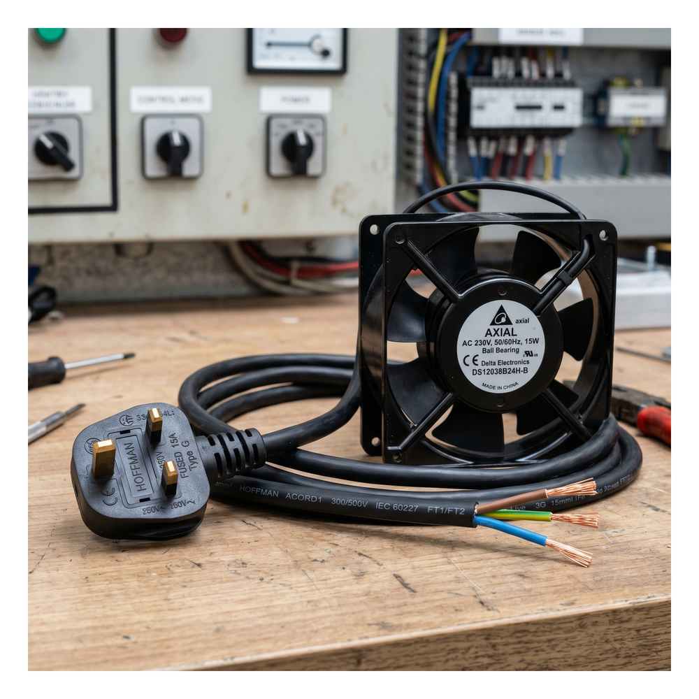 Cable de Alimentación para Ventilador / 1 Conector / 1.52 m (5 ft) / Cobre / Enchufe 3 Puntas con Tierra / Compatible con Ventiladores Compactos Hoffman