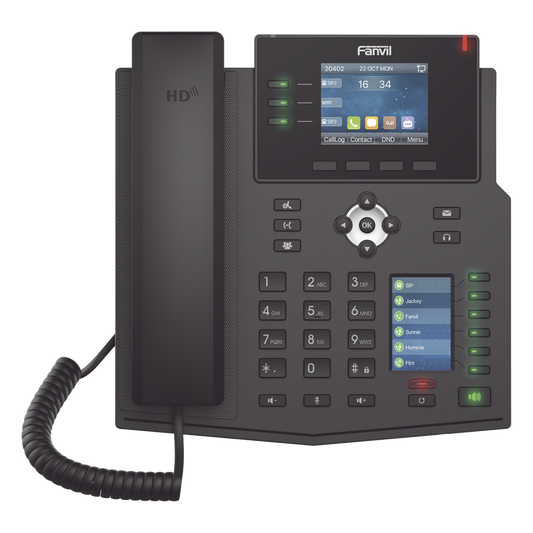 Teléfono IP Empresarial con Estándares Europeos, 12 lineas SIP con pantalla a color, 30 teclas DSS/BLF, puertos Gigabit, IPv6, Opus , PoE/DC