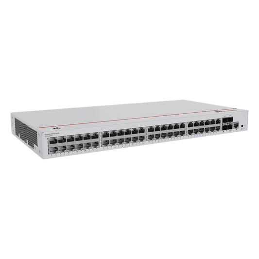 Switch de Acceso Gigabit Administrable PoE Capa 2 / 48 puertos 10/100/1000 Mbps (PoE) / 4 Puertos 10GE SFP+ Uplink / ERPS / IMGP Snooping / DHCP Snooping / PoE Perpetuo / 380W / Administración Nube Gratis