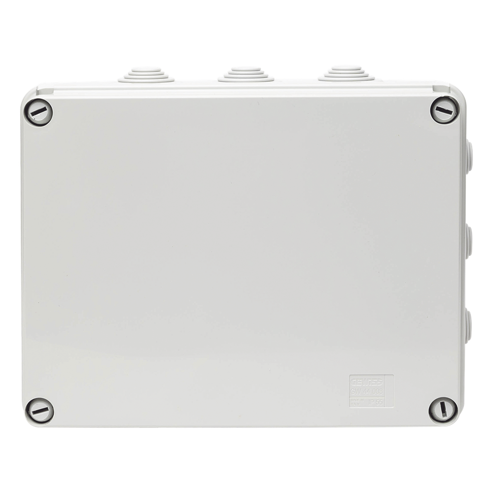 Caja Estanca de PVC Para Derivación y Conexión, 12 Entradas, Tapa Atornillada, 240x190x90 mm (Área interna), Uso Exterior IP55, Material que no Propaga el Fuego y Libre de Hálogenos