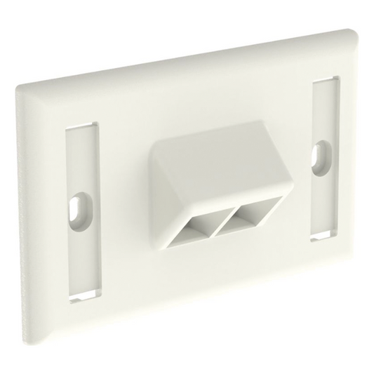 Placa de Pared Horizontal, Salida Para 2 Puertos Keystone, Con Espacios Para Etiquetas, Color Blanco Mate