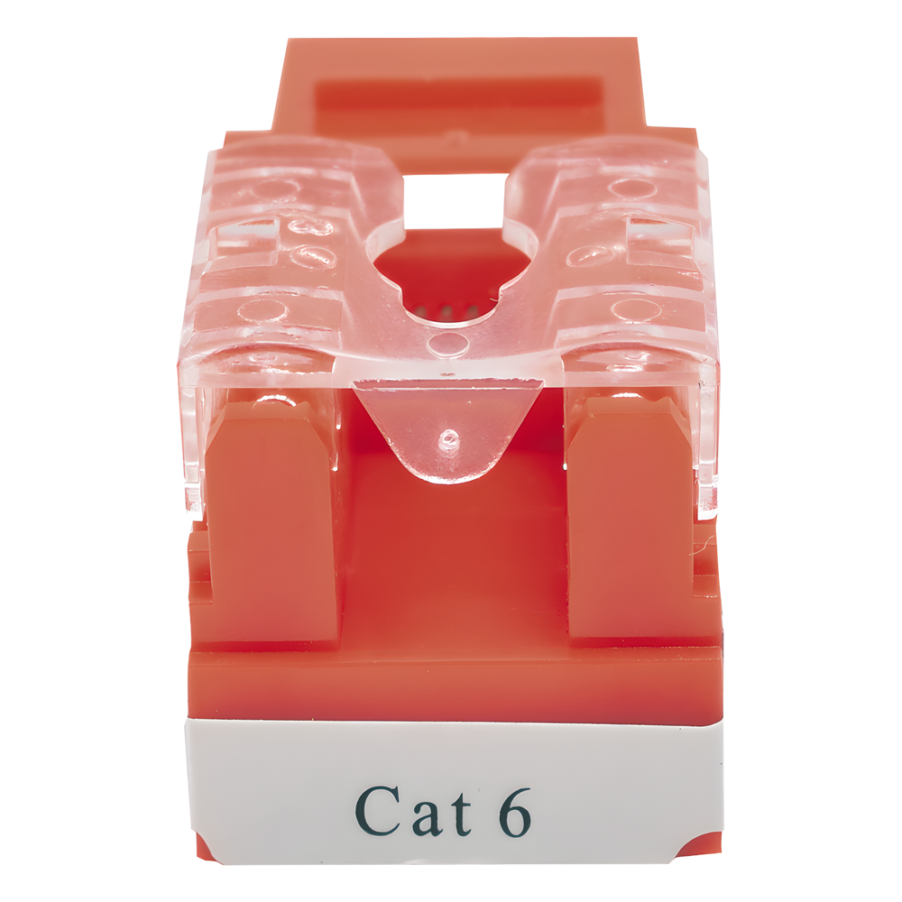 Módulo Jack Keystone Cat6 con Terminación 110 (Punchdown) para Faceplate - Color Rojo