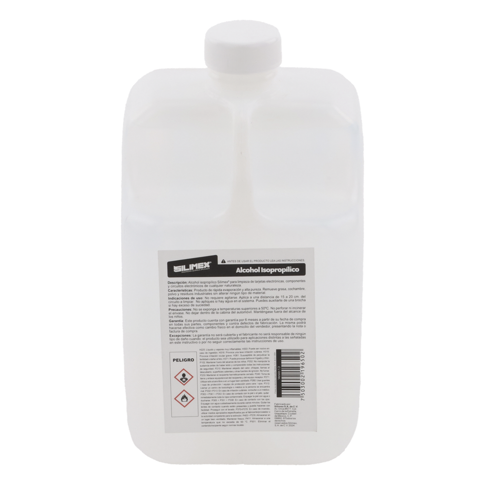 Alcohol Isopropilico para limpieza de equipos de vídeo, fibra óptica, cómputo, y equipo telefónico 1000 mL