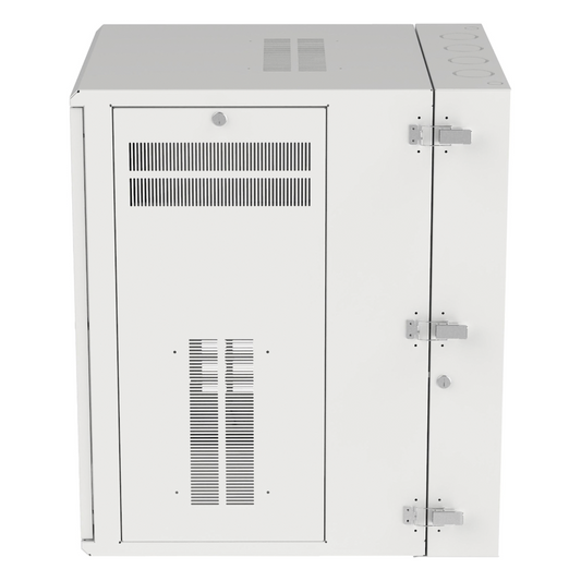 Gabinete PanZone de Montaje en Pared, de 19in, Puerta con Ventana de Seguridad, 18 UR, 762mm de Profundidad, Color Blanco
