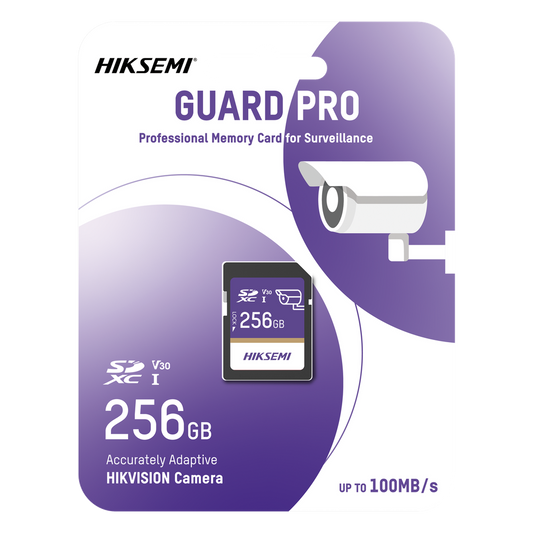 Tarjeta SD GuardPro P10 / 256 GB / 100 MB/s Lectura / 90 MB/s Escritura / Clase 10 U3 V30 / 3D TLC NAND / Especializada Para Videovigilancia 24/7