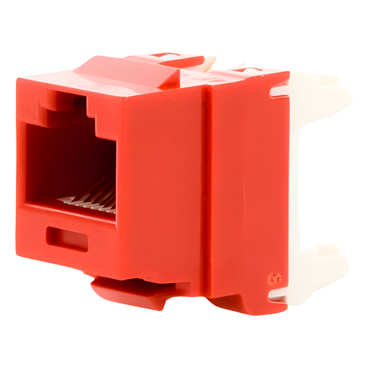 Conector Jack Estilo 110 (de Impacto), Tipo Keystone, Categoría 6, de 8 Posiciones y 8 Cables, Color Rojo