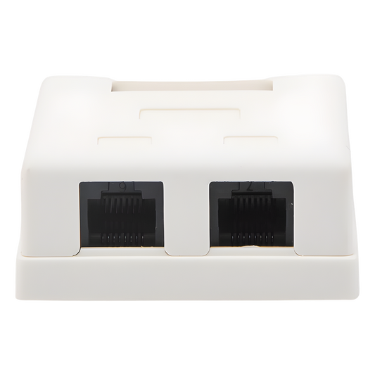 Caja de Pared con 2 Puertos, Incluye 2 Jacks UTP Cat5e Keystone