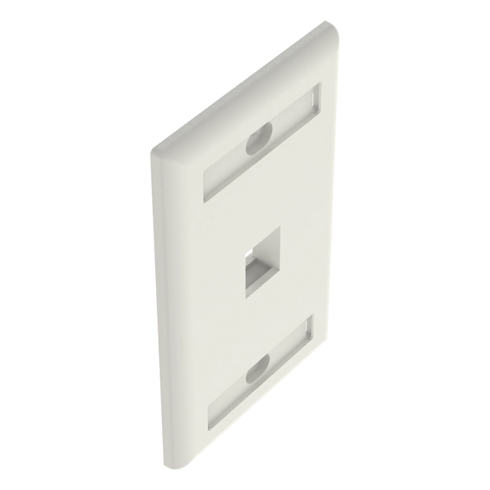 Placa de Pared Vertical, Salida Para 1 Puerto Keystone, Con Espacios Para Etiquetas, Color Blanco Mate