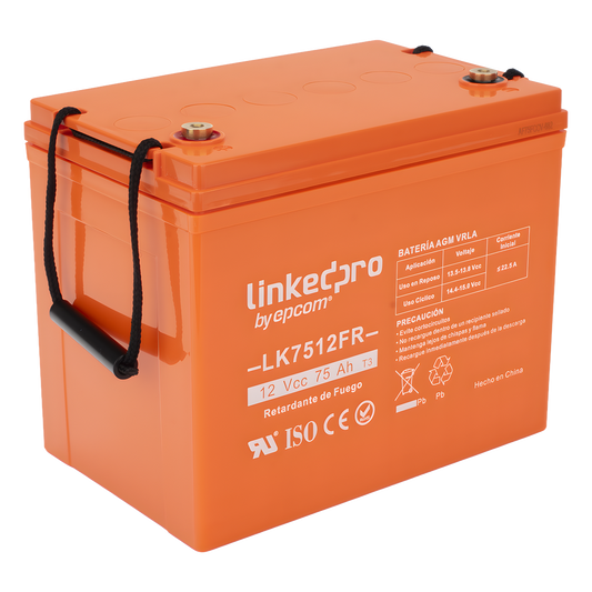 Batería de respaldo 12 V | 75 Ah | AGM | Certificada UL94-V0 Retardante a la Flama | Especial para Seguridad Electrónica | UPS | Sistemas de Emergencia | Vida útil 5 años | Terminales T3
